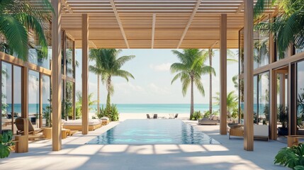 Fototapeta premium Eco-friendly Coastal Resort with Daylight and Space