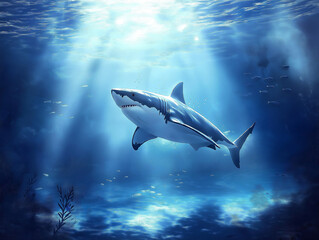 Fototapeta premium Sea Turtle Swimming in Crystal Clear Sea Water – Underwater Marine Life Photography