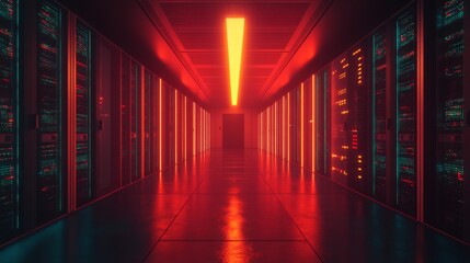 Modern Data Center with Futuristic Lighting Design