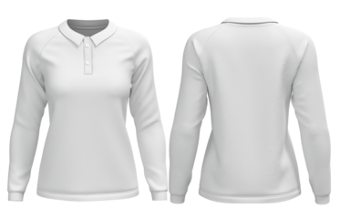 white women poloshirt raglan longsleeve tshirt jersey front and back view