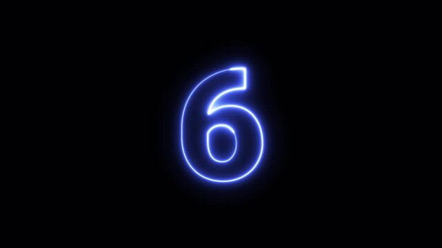 countdown neon number blue on alpha background; suitable for digital design projects, birthday invitations, or futuristic themed graphic materials.
