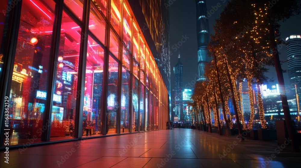 Aufkleber the light trails on the modern building background in shanghai china.