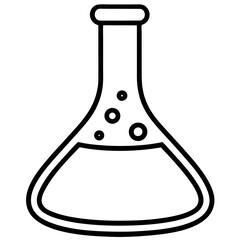 Chemistry Flask Line Art Vector Illustration