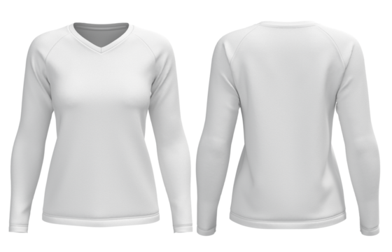 white women v neck raglan longsleeve tshirt jersey front and back view