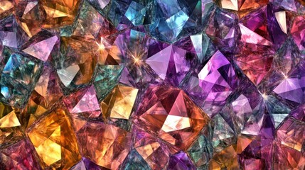 Fototapeta premium A sparkling pattern of faceted gemstones in rich hues, creating a seamless texture perfect for elegant backgrounds