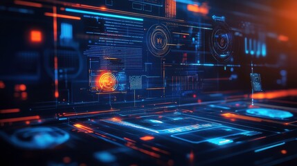 Abstract Digital Interface with Vibrant Colors and Light