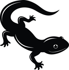 Obraz premium Black Silhouette Lizard Vector Illustration: Reptile Graphic Design, Animal Clip Art, Wildlife Icon, Gecko Image for Prints & Web Use