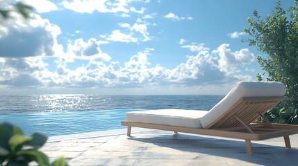 Relaxing at a poolside lounge ocean view digital art tranquil