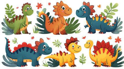 Obraz premium Bright and Friendly Dinosaur Faces .