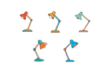 set of lamps, study lamp bundle, beautiful color lamps vector illustration, cartoon style study lamps