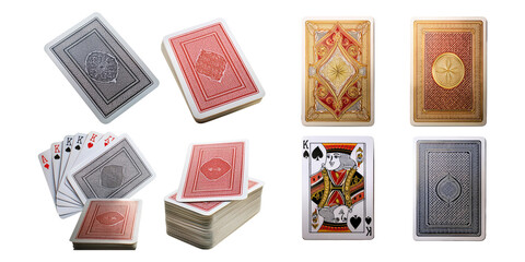 Various Playing Cards on Transparent Background