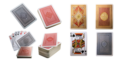 Various Playing Cards on Transparent Background