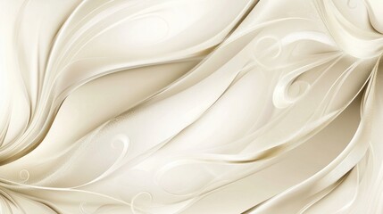 Obraz premium A soft cream background adorned with flowing swirls and subtle metallic highlights in a seamless design
