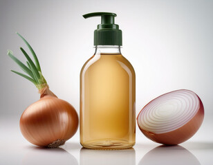 nuture onion shampoo bottle in the white background studio shot