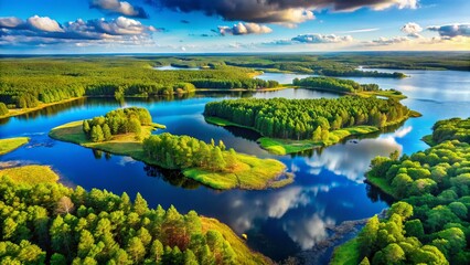 Aerial View of Mhlensee National Park, Mecklenburgische Seenplatte, Germany: Lush Wetlands and Pristine Lakes