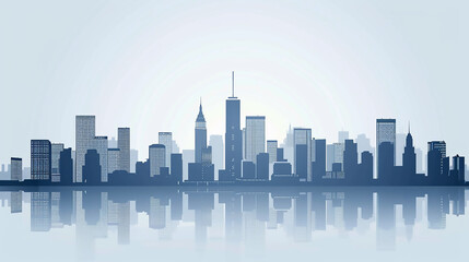 Misty dawn over a futuristic city skyline surrounded by clouds at sunrise Modern skyline building banner with eye catching view city skyline smog filled smoke pollution
