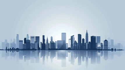 Fototapeta premium Misty dawn over a futuristic city skyline surrounded by clouds at sunrise Modern skyline building banner with eye catching view city skyline smog filled smoke pollution 