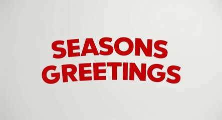 seasons greetings text lettering on red banner in plain white background