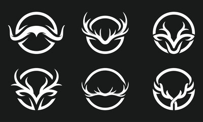 set of collection head horn bull cow buffalo logo design vector template