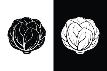 Elegant Brussels Sprouts Logo. Modern Black and White Illustration