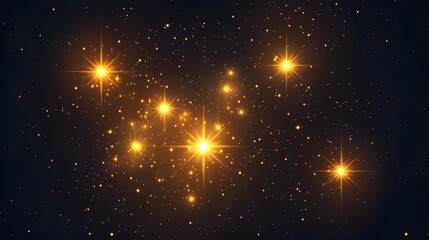 Obraz premium Golden Stars Shine Brightly In Dark Space