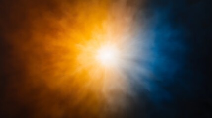 Fototapeta premium Bright Light Explosion in Orange and Blue Smoke