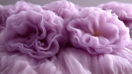Fototapeta premium Delicate Lavender Fabric Rose Blooms Close Up