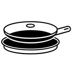  induction cook top line art vector illustration