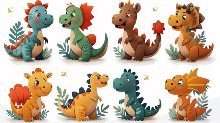 Naklejka premium Cute and Cuddly Dino Crew.