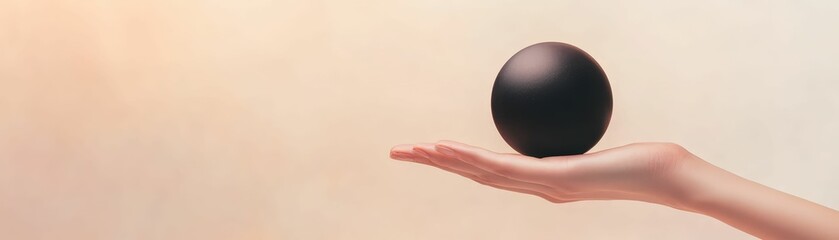 Empowerment action 3d sphere held in hand minimalist environment symbolizing strength and confidence