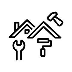 Vector black line icon for property remodeling