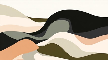 Abstract Landscape with Wavy Hills and Earthy Tones