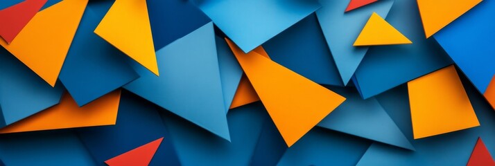 Abstract Geometric Shapes: Blue, Orange, and Red Triangles