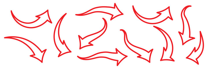 Curve Arrow set. Curved arrows. Arrow sign. Flat style icons..