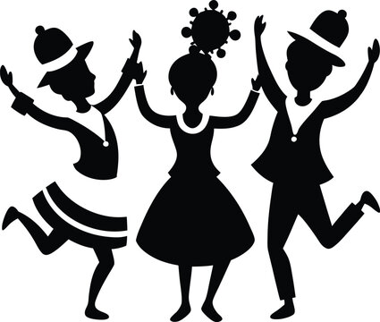 set consistent children dancing caporales boli silhouette vector 
