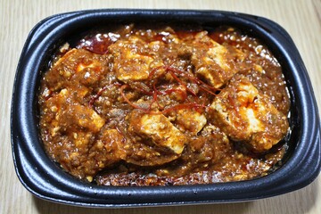Sichuan mapo tofu purchased at a supermarket in Tokyo, Japan