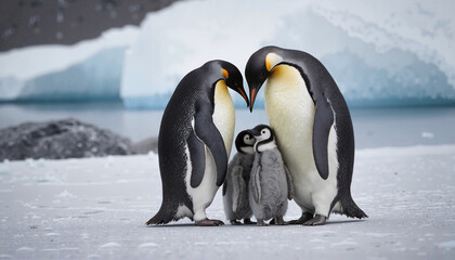 Obraz premium Emperor penguin family in Antarctica