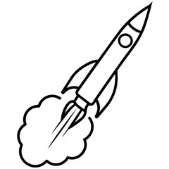 Line Art Rocket Launch with Cosmic Details