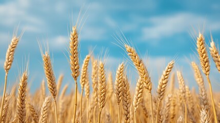 Fototapeta premium AgriTourism Experience in Rolling Hills Nature's Golden Wheat Fields Vibrant Landscape