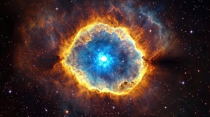 Fototapeta premium A vibrant nebula showcasing cosmic colors and stellar formations in space.