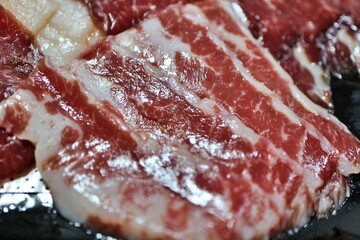 Obraz premium Basashi (horse meat sashimi) purchased at a supermarket in Tokyo, Japan