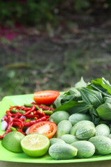 Sayur lalapan, lalapan eat vegetables raw, fresh vegetables with raw spices that have not been processed