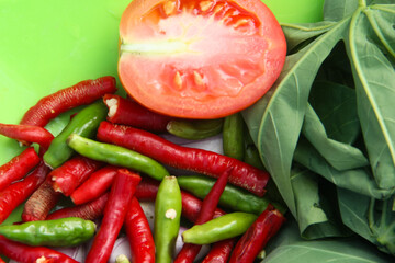 Sayur lalapan, lalapan eat vegetables raw, fresh vegetables with raw spices that have not been processed