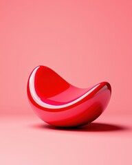 Fototapeta premium A stylish red modern chair against a pink background, ideal for contemporary decor.