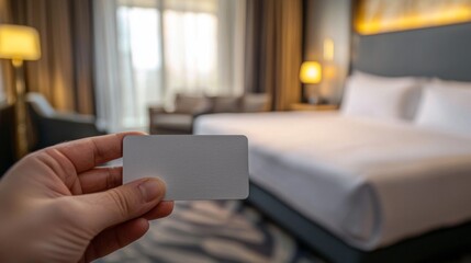 Blank Key Card in Luxurious Hotel Room: Travel and Accommodation