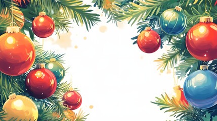 Colorful Christmas Ornaments Adorn Festive Tree Branches