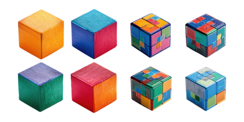 Colorful Cubes on Transparent Background for Creative Use