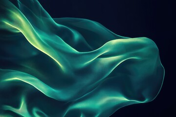 Obraz premium Abstract Teal Fabric Swirling Softly In Darkness