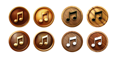 Music note icons in various styles and materials