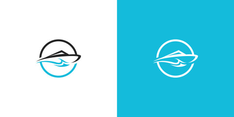 Speed Modern Boat Fishing or Travel Logo Design